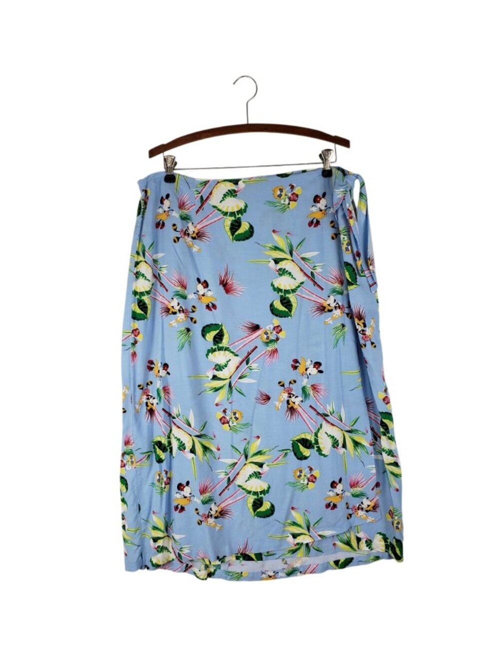 Disney Store Hawaiian Midi Faux Wrap Skirt Aloha Blue Tropical Rayon Womens XXL